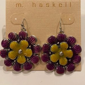 M Haskell Dangle Floral Flower Earrings Pierced Ears New